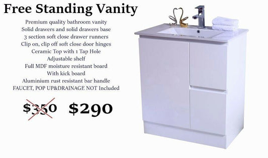 Freestanding Bathroom Vanity | 900x850x460mm - Global Builders Warehouse