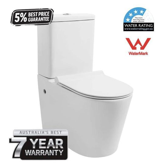 Global Back to Wall Premium Toilet | Ergonomic Rimless Design | 7yr warranty - Global Builders Warehouse
